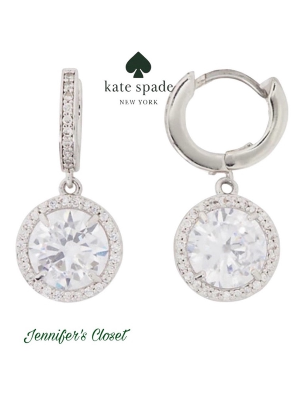 kate spade Silver-tone Hoop Earrings with Clear Crystal Drops
